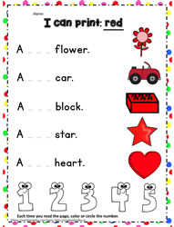 Print the sight word red